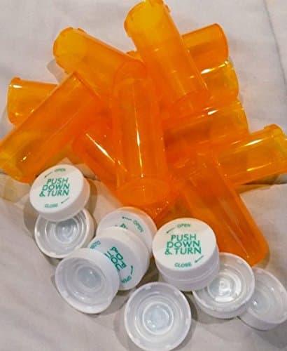 Medicine Pill Bottles with Child-Resistant Caps, Amber Pharmacy Grade, Package of 25 Sets