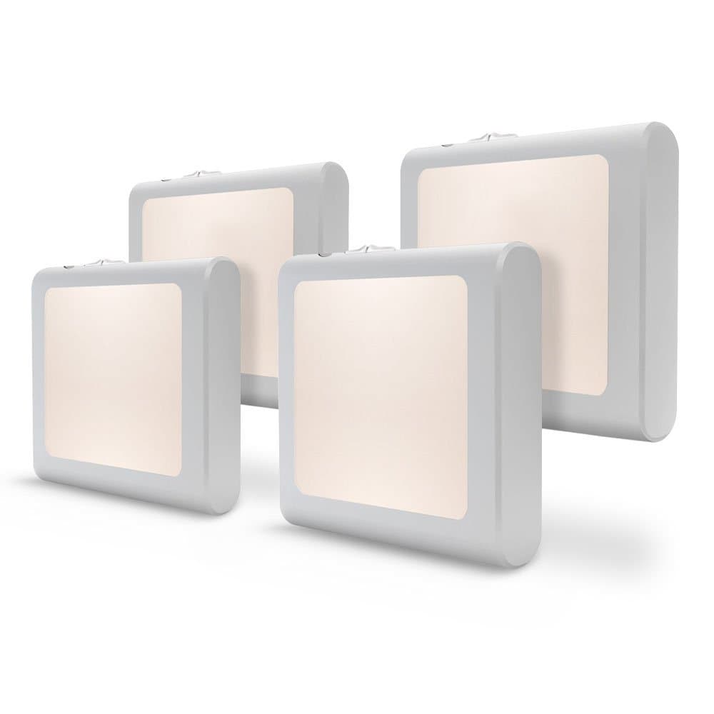 VINTAR 4 Pack LED Night Light, Night Lights Plug into Wall with Smart Dusk to Dawn Sensor, Night Lights Adjustable Brightness Warm White Lights for Hallway,Bedroom, Kids Room, Kitchen, Stairway
