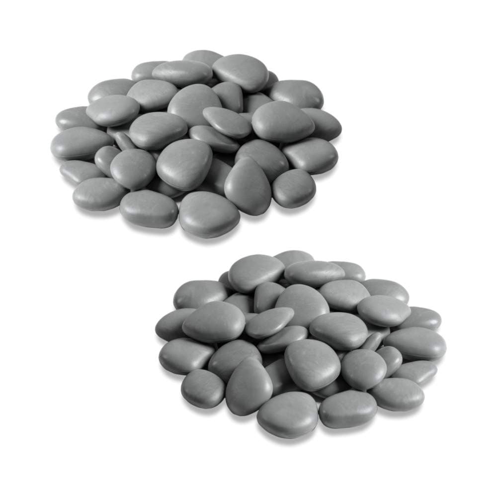RE-Pubbles - Recycled Plastic Decorative Stones for Pots, Gardens, Aquariums, Terrariums and Scale Models - 2 Small Packs grey