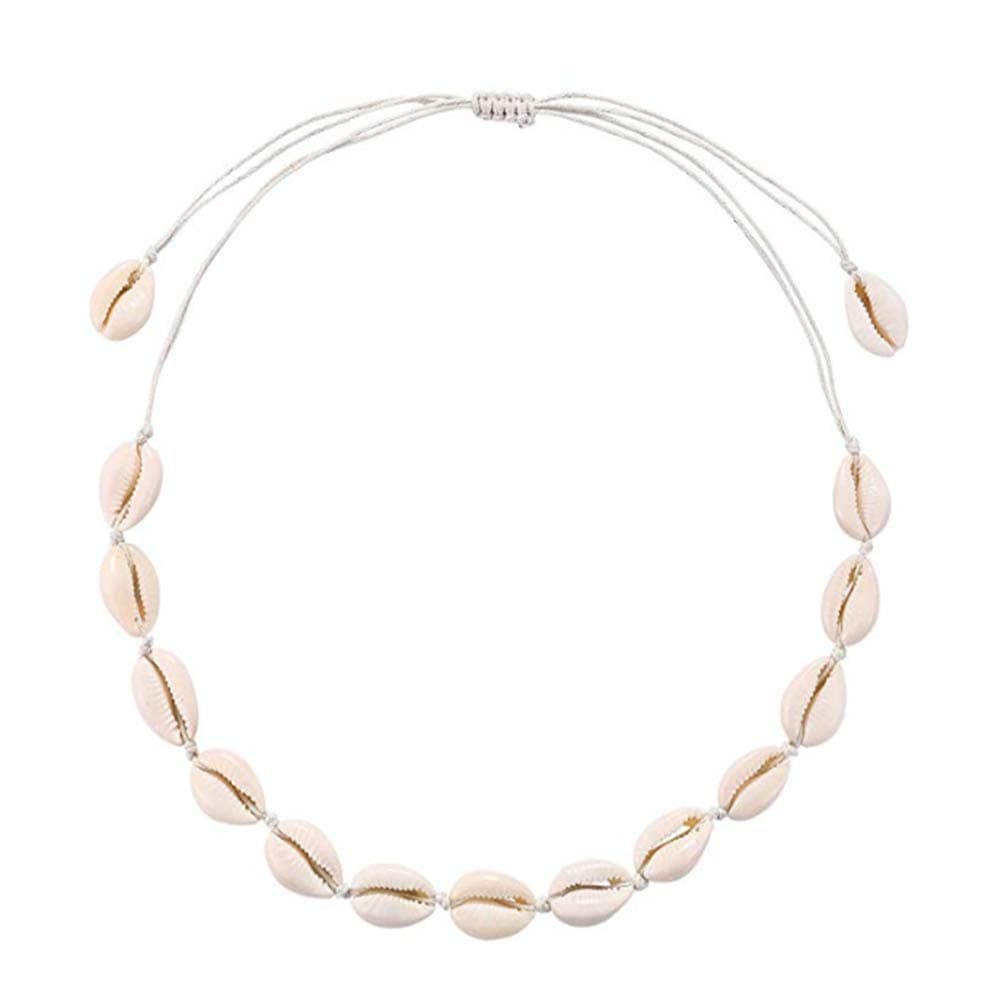 Natural Cowrie Shell Necklace Handmade Adjustable Summer Boho Hawaii Beach Seashell Choker for Women Girls Kids
