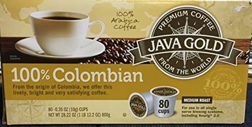 Java Gold 100% Colombian Medium Roast Coffee (For Use in All Single Serve Brewing Systems, Including Keurig 2.0)-80 Ct K-cup ... by Java Gold