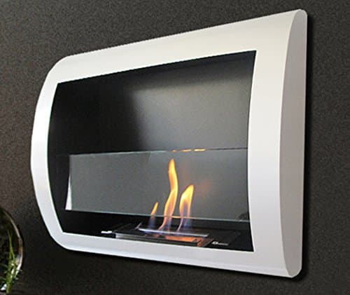 Chic Fireplaces Charleston Luxury Matte White Metal Wall Mount Ventless Bio Ethanol Fireplace with Burner Insert