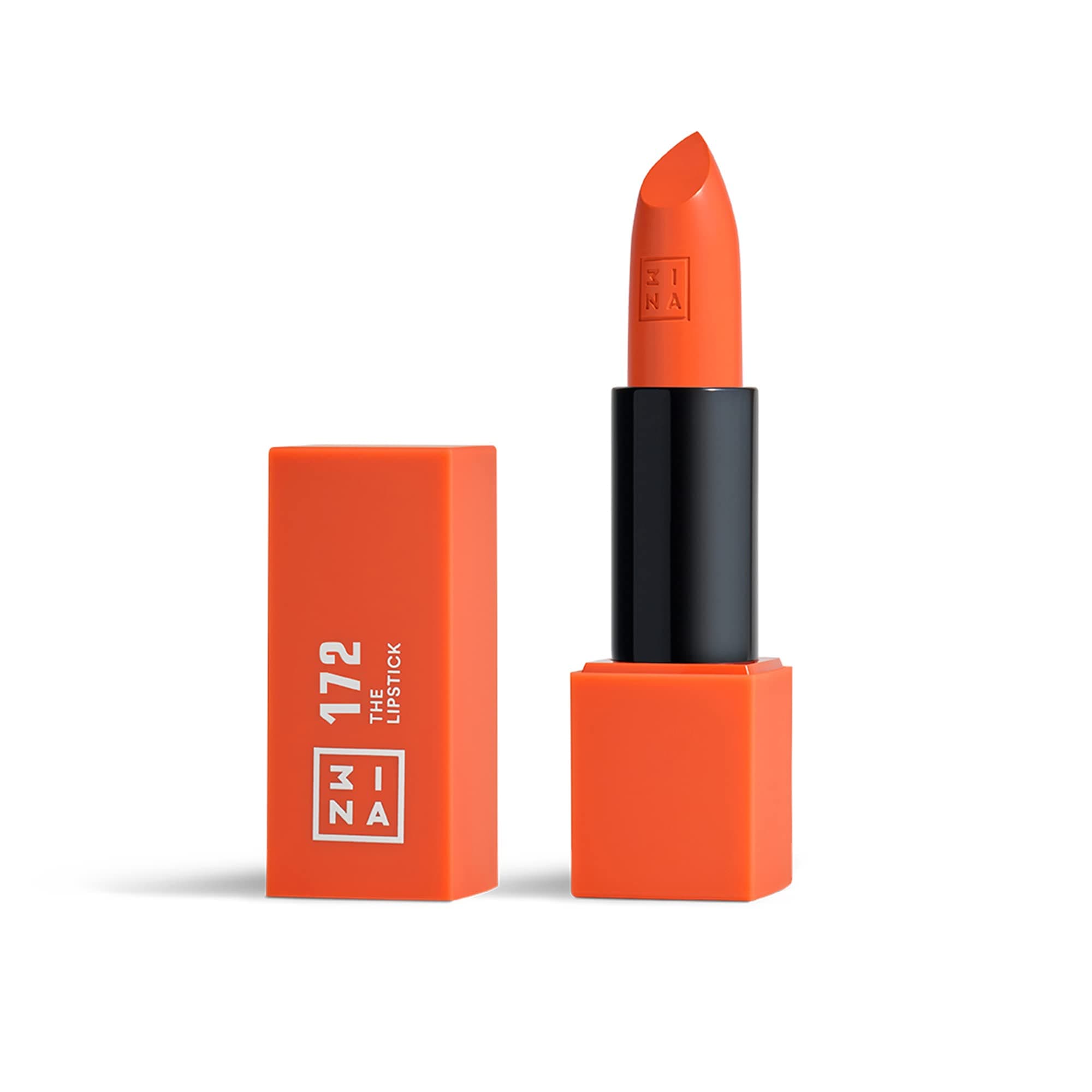 3INA MAKEUP - Vegan - The Lipstick 172 - Orange - Highly Pigmented Shades - Moisturizing Creamy Texture - Smooth Formula - Intense Color - Shiny Satin Matte Finish - Cruelty Free