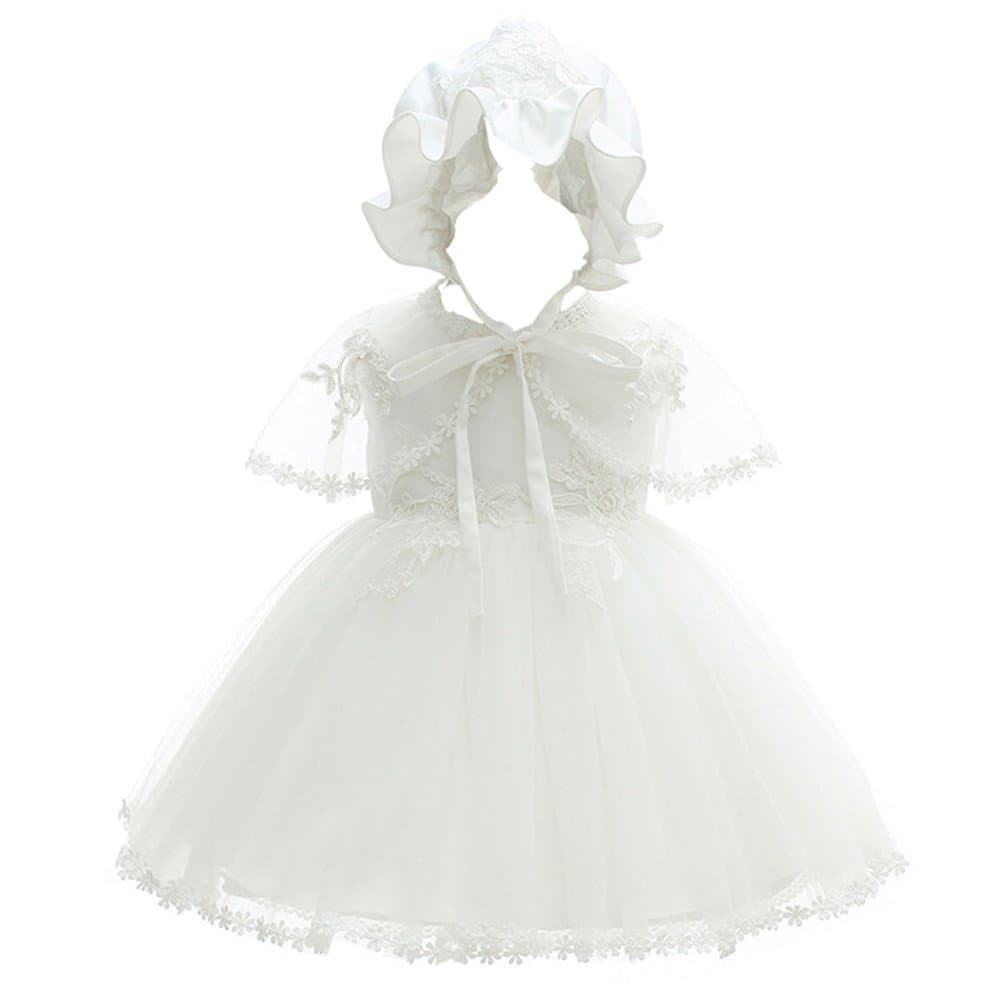 CoozyBaby Girl Christening Dress Princess Party Wedding Dress Baptism Growns Dresses 3Pcs Set
