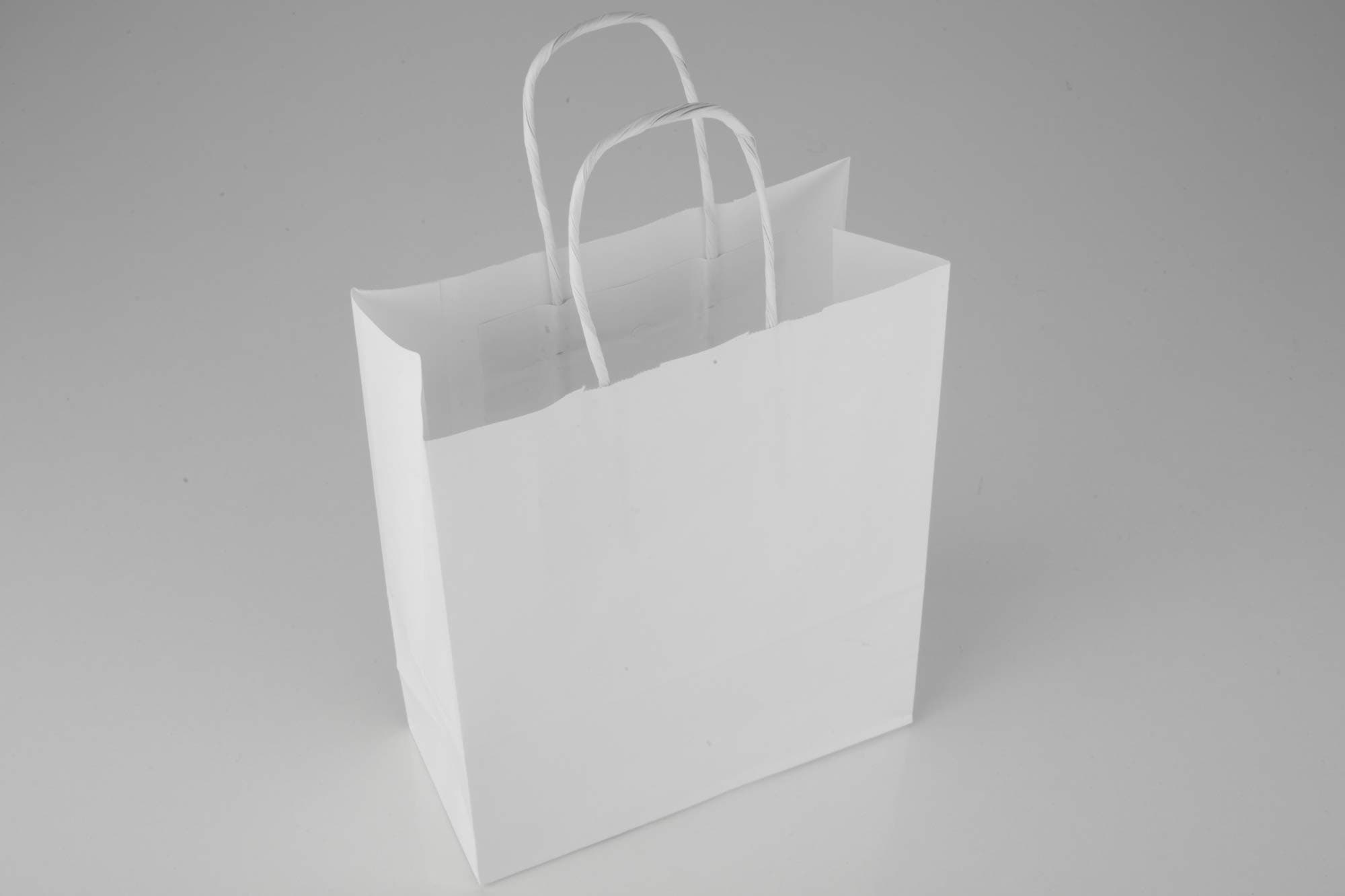 MARENT Pack of 50 White Kraft Paper Gift Bags with Twisted Handles | Ideal for Gifts, Party, Shopping, Packaging, Wedding | 18cm x 25cm x 8cm