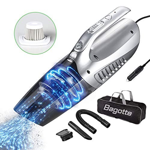 Bagotte Car Vacuum, 5KPA High Power Car Vacuum Cleaner, 12V 120W Portable Vacuum Cleaner with LED Light for Pet Hair Car Cleaning with Carry Bag