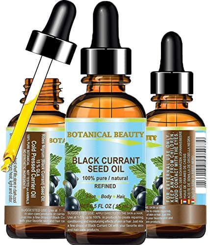 BLACK CURRANT SEED OIL. 100% Pure Natural Undiluted Refined Cold Pressed Carrier Oil for Skin, Hair, Lip and Nail Care (0.5 Fl Oz)