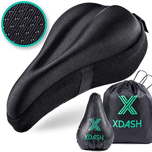 XDASH Premium Gel Bike Seat Cushion Cover Soft Padded Saddle for Indoor and Outdoor Cycling Road or Stationary Bicycle E Book Healthy Life Style Tips