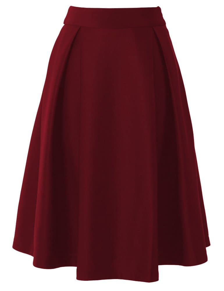 DEWSON Women's Vintage High Waist Full A Line Pleated Swing Dress Midi Skirt