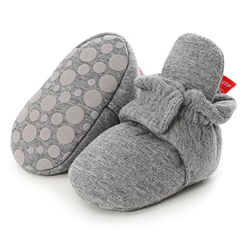 Baby Boys Girls Fleece Booties Infant Cotton Socks Newborn Soft Sole Winter Warm Stay On Slippers Non-Skid Cozy Crib Shoes