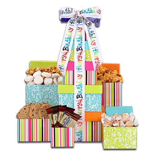 Happy Birthday Treats Tower Gift Basket