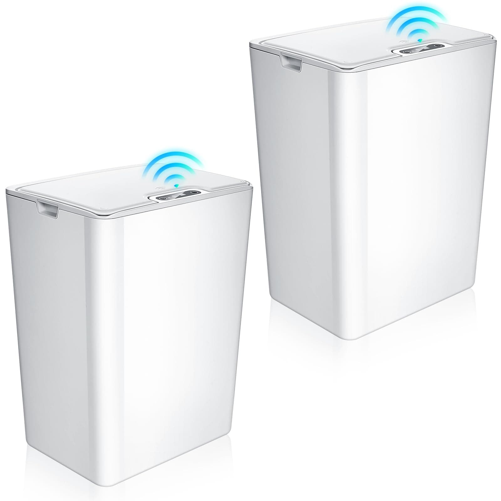 2 Pcs 4 Gallon Automatic Trash Can Sensor Trash Can Touchless Bathroom Trash Can Motion Sensor Trash Bin Garbage Can Kitchen Waste Bins Automatic Wastebasket for Office Bathroom Kitchen (White)