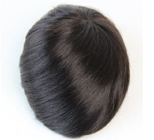 DaJun Hair 6A Hair Pieces Mono Base Men's Toupee Chinese soft 6inch human hair, Men's Wig Straight 8"x10" (trademark:DaJun) Color#1b