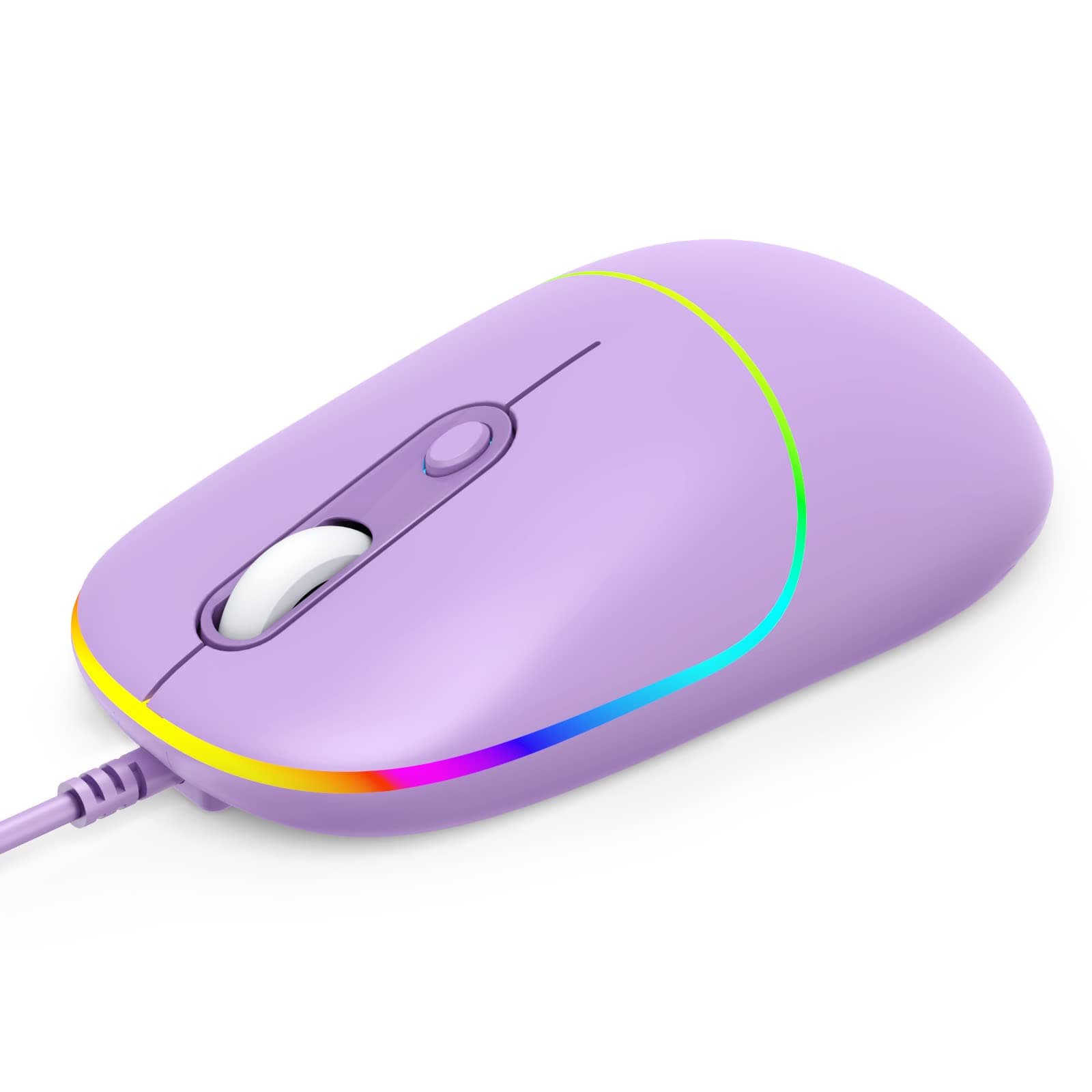 Gaming Mouse, USB Computer Mouse Wired with RGB Backlit, 4 Adjustable DPI up to 6400, Ultra Silent, Optical Computer Mice with Ergonomic Design, for Laptops PC Windows (Purple)