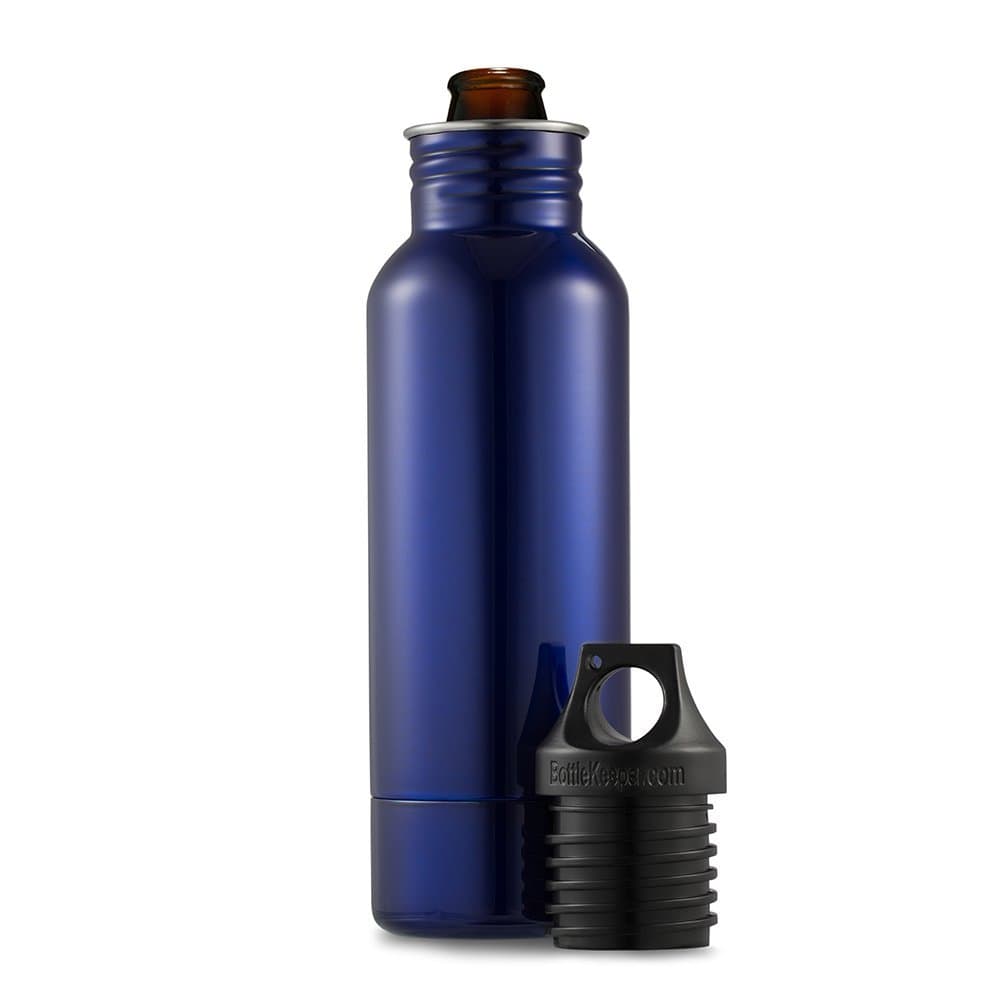 BottleKeeper 1.0 The Original Stainless Steel Bottle Holder and Insulator to Keep Your Beer Colder, 12 oz, Blue