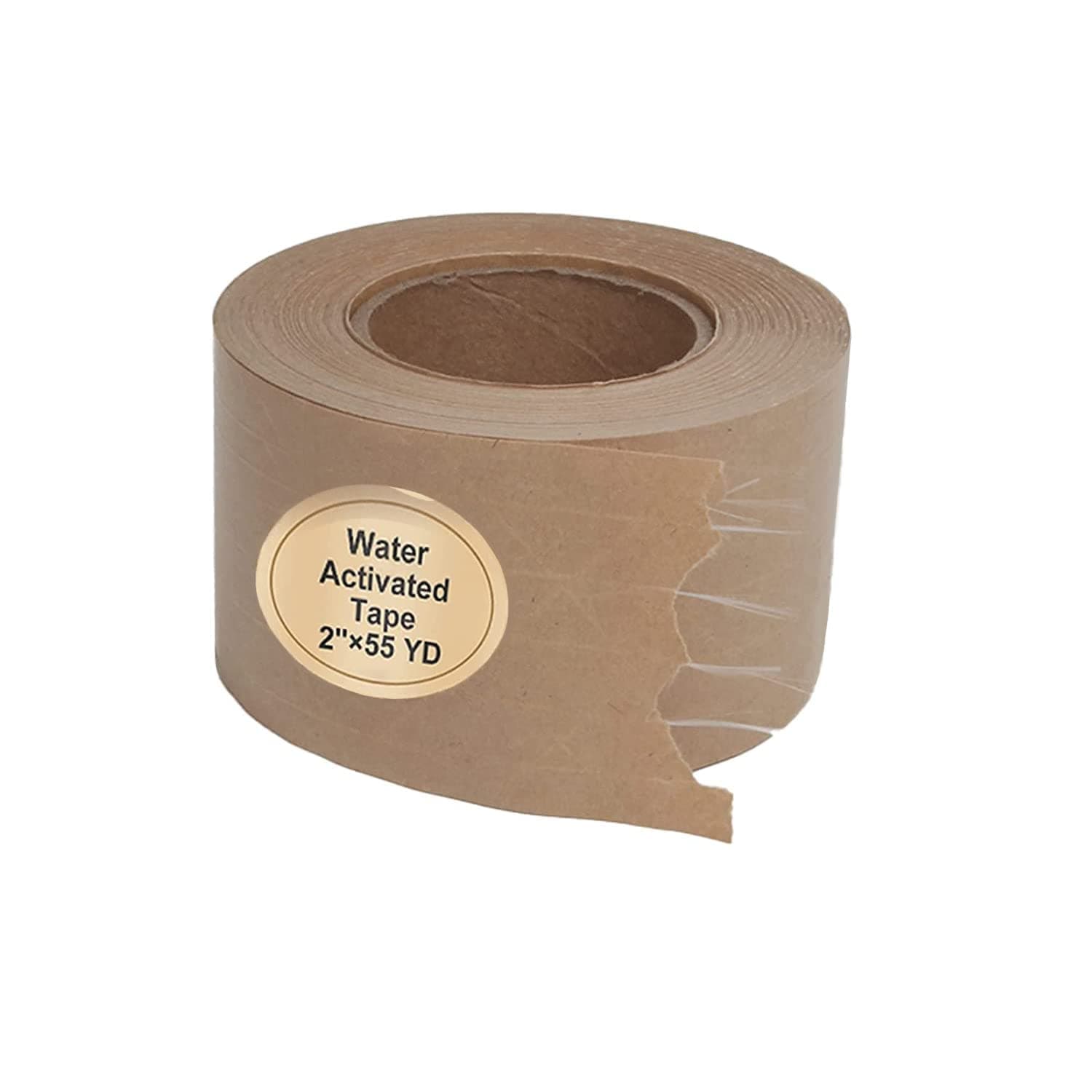 TooCust Water Activated Tape Fiber Reinforced Packing Tape Kraft Tape 2”X 165 feet Per Roll Brown Tape Gummed Paper Tape for Heavy Duty Packaging and Shipping Writable Eco-Friendly Biodegradable