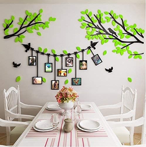 DIY Family Tree Wall Art Stickers Removable Acrylic Picture Photo Family Photo Frame Tree Branch & Leaves Wall Stickers Decals Home Decor Art Decals Sticker