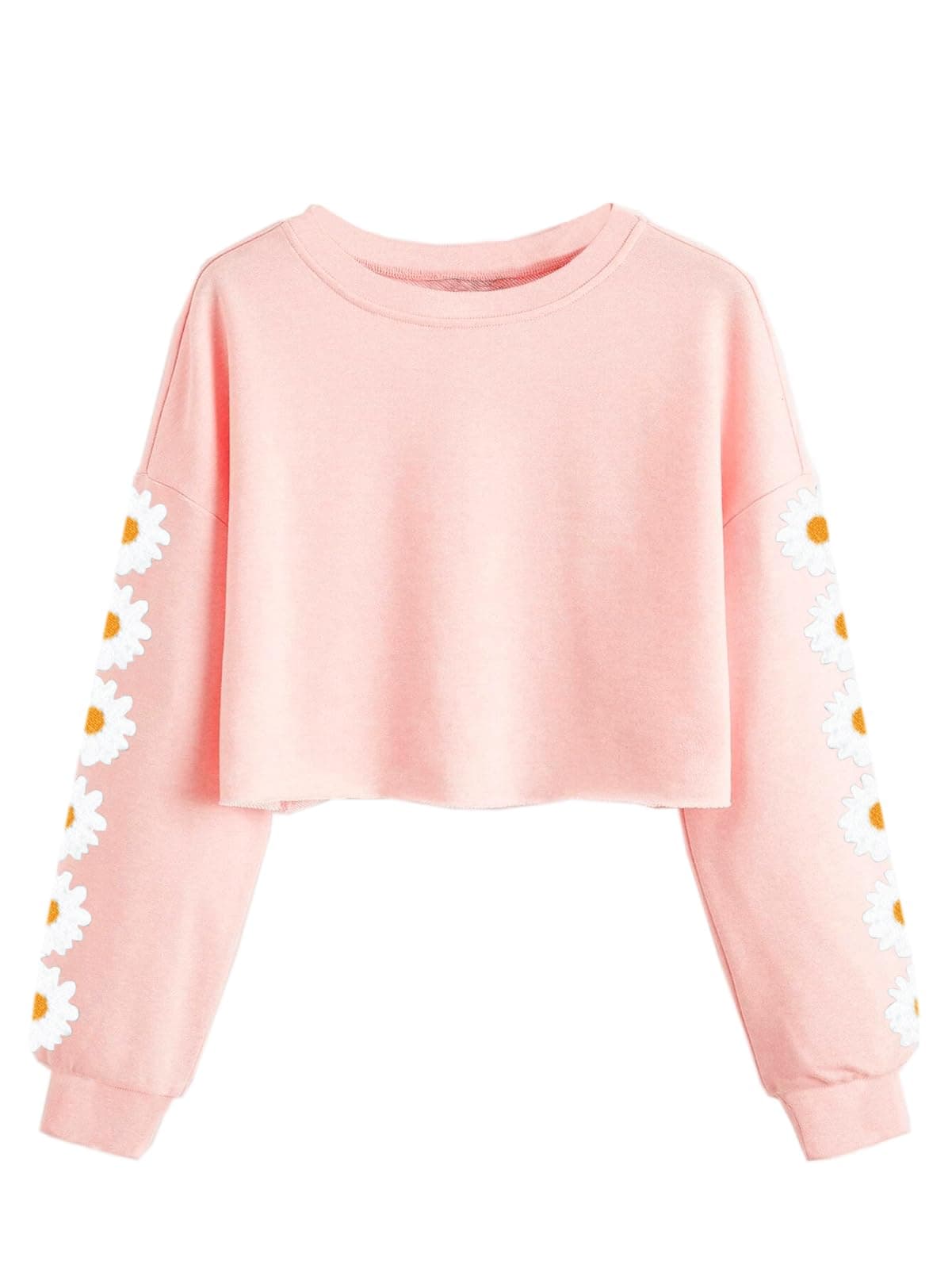 Dellytop Kids Crop Tops Girls Long Sleeve Tee Shirts Cute Daisy Pinted Fashion Sweatshirt Pullover Top