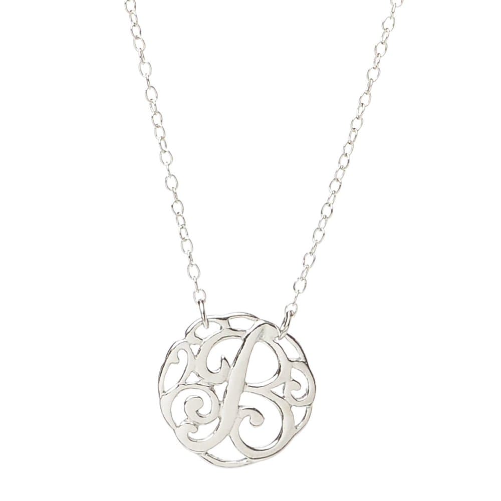 The Silver Heron Monogram Necklace.925 Sterling Silver, 16" + 2" Extender