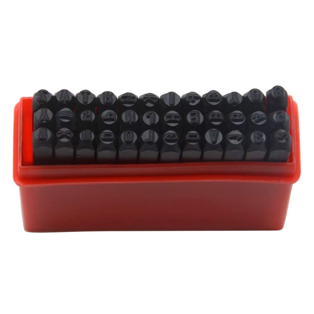 Oudtinx Number and Letter Stamp Set (36 Piece Punch Set/A-Z & 0-9) Hardened Steel for Metal Wood, Leather - 5/32" (4mm)