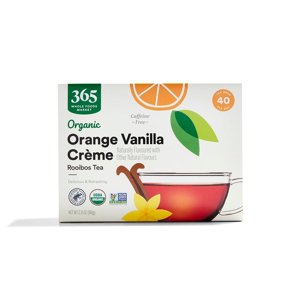 Organic Orange Vanilla Crème Rooibos Herbal Tea, Caffeine Free, 40 Count