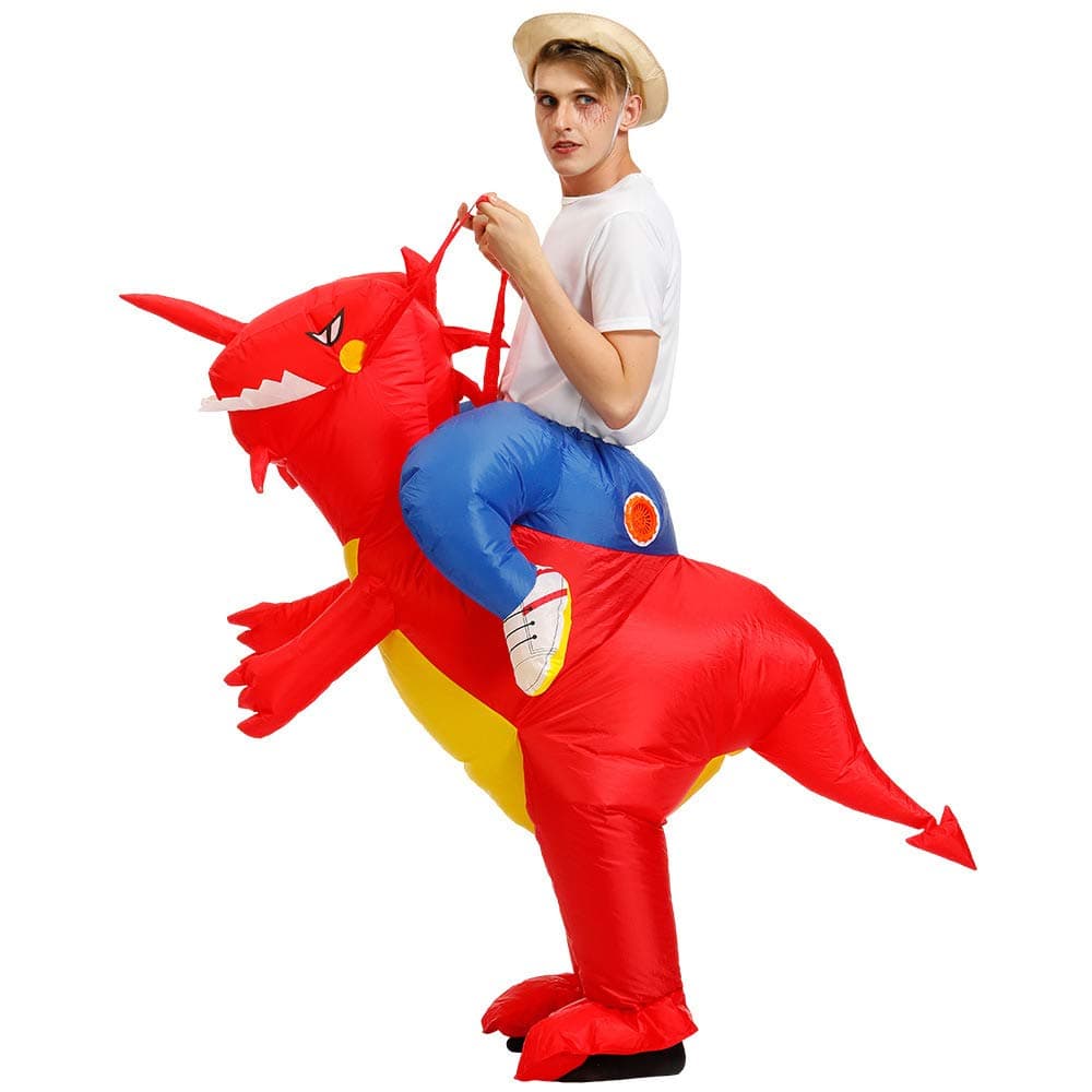 Inflatable Rider Costume Riding Me T-Rex Fancy Dress Funny Dinosaur Dragon Funny Suit Mount Adult