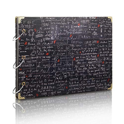 ThxMadam Scrapbook Photo Album Wedding Guest Book DIY Memories Book with 60 Black Pages Present for Valentines Mothers Anniversary Day Birthday Christmas Gift for Mum Daughter Girl-Friend,