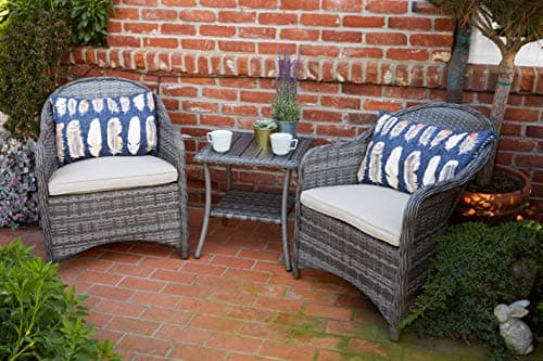 Quality Outdoor Living 65-51673C Acadia Chat Set, Grey Wicker + Tan Cushions