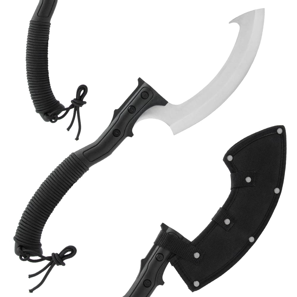 KOJIRO Khopesh and Sheath | Tactical & Traditional Egyptian Knife | 3Cr13 Stainless Steel Blade | Nylon Handle with Paracord Wrap | 20” Length