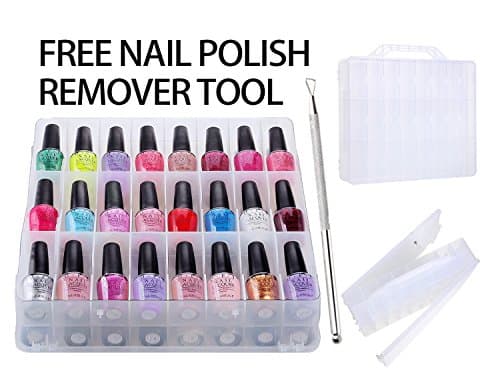 Maigon Universal Portable Nail Polish Organizer Holder for 48 bottles with Large Separate Compartment for Tools, Space Saver Free Nail Polish Remover Tool