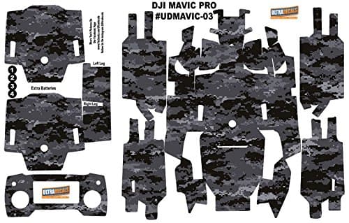 Black Camouflage DJI Mavic Pro Skin Wrap Decal Sticker Battery Body