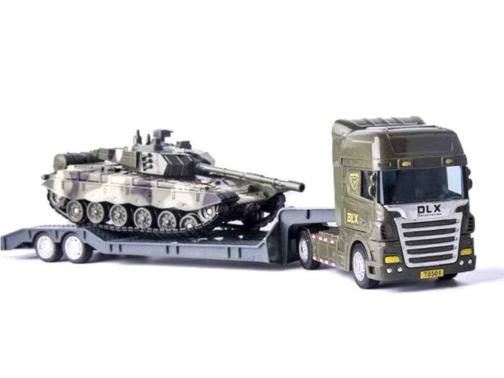 ZUKULIFE Military Vehicles and Army Battle Site Toys Flatbed Truck with Tank, Gift for 3 4 5 6 Year Olds Boys Kid Toddler Child