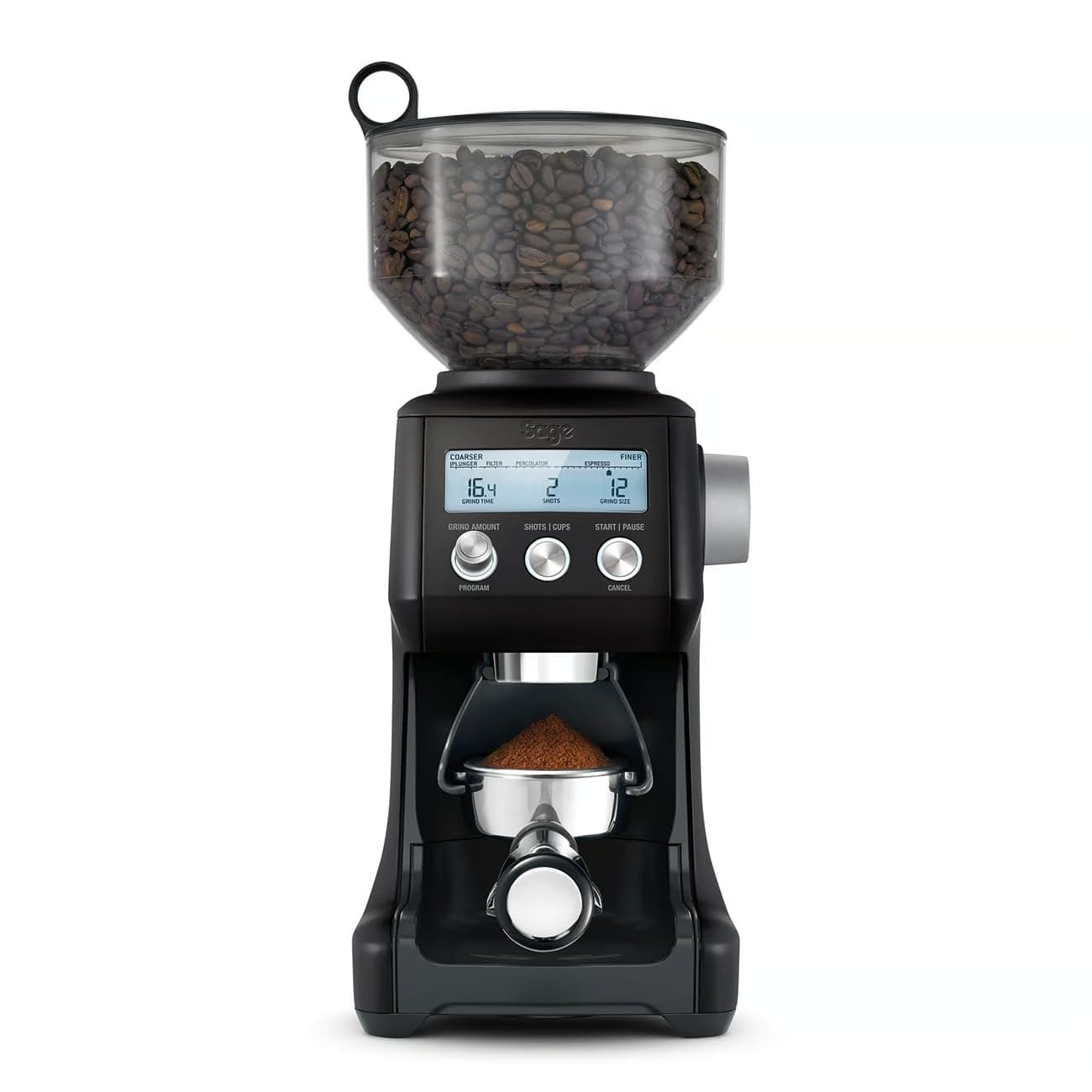 The Smart Grinder Pro - Conical Burr Coffee Grinder - Programmable, Automatic - 450g Coffee Bean Capacity, 60 Precise Grind Settings - Black Truffle
