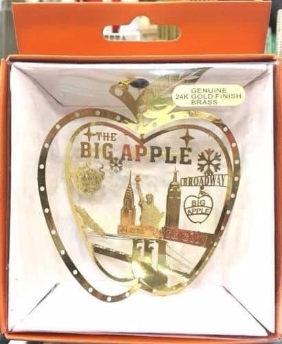 New York City Big Apple Christmas Ornament (24k Gold Finish)