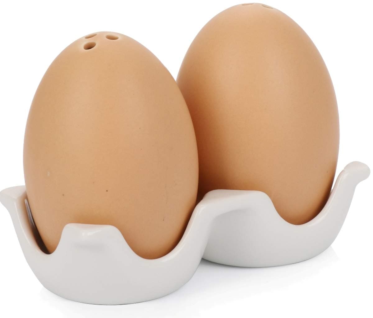 Cute Collectible Ceramic Salt and Pepper Shakers Set | Vintage Shabby Chic Décor Gifts | Farmhouse Style Kitchen Decorative Dispensers | Holiday Decorations (Brown Farm Eggs)