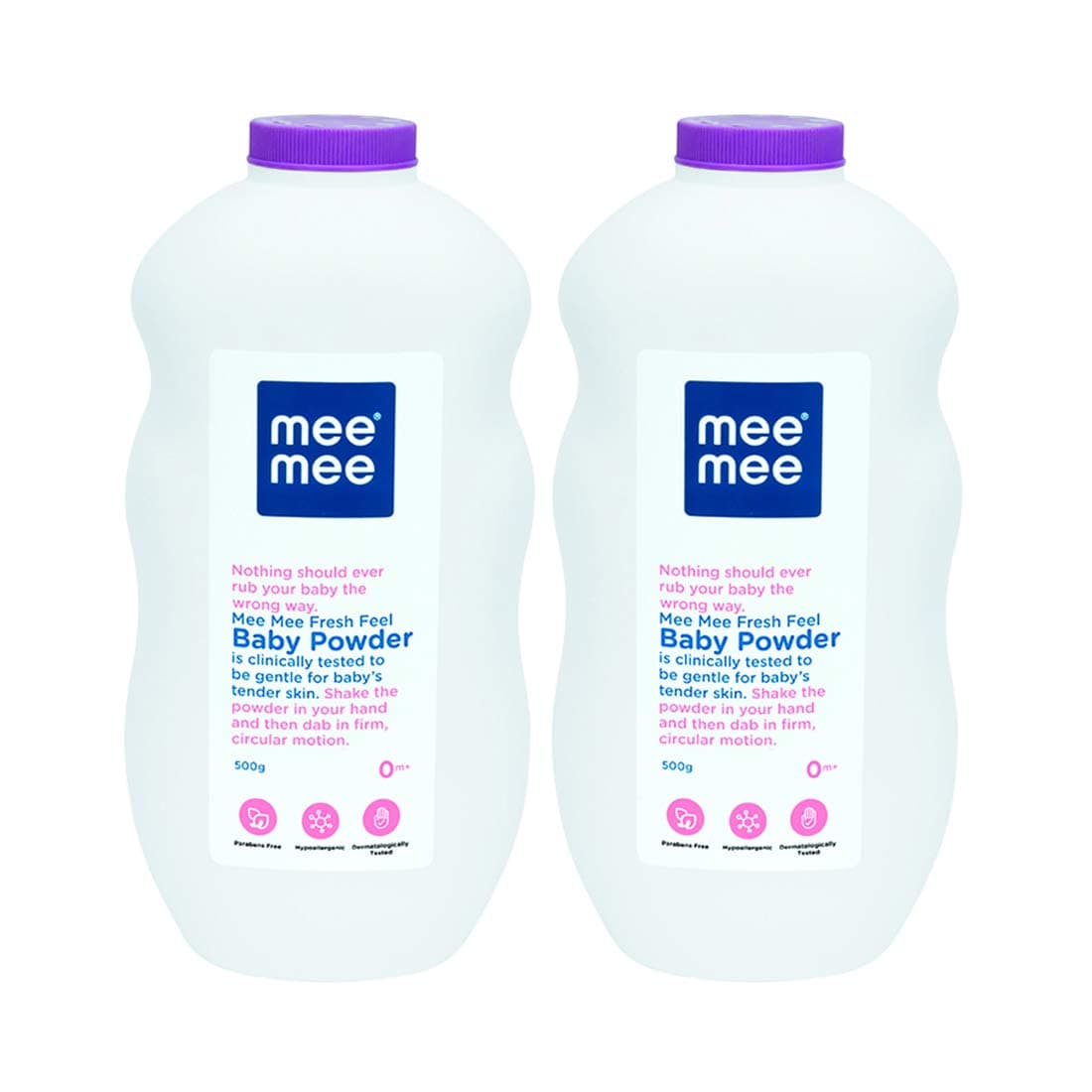 Mee MeeBaby Talcum Powder | Enriched with Avocado Oil | Dermatologist Approved | Rash-Resistant | Paraben-Free, 0m+ | Ideal for Newborns | 2-Pack of 400g For a Fresh Feel