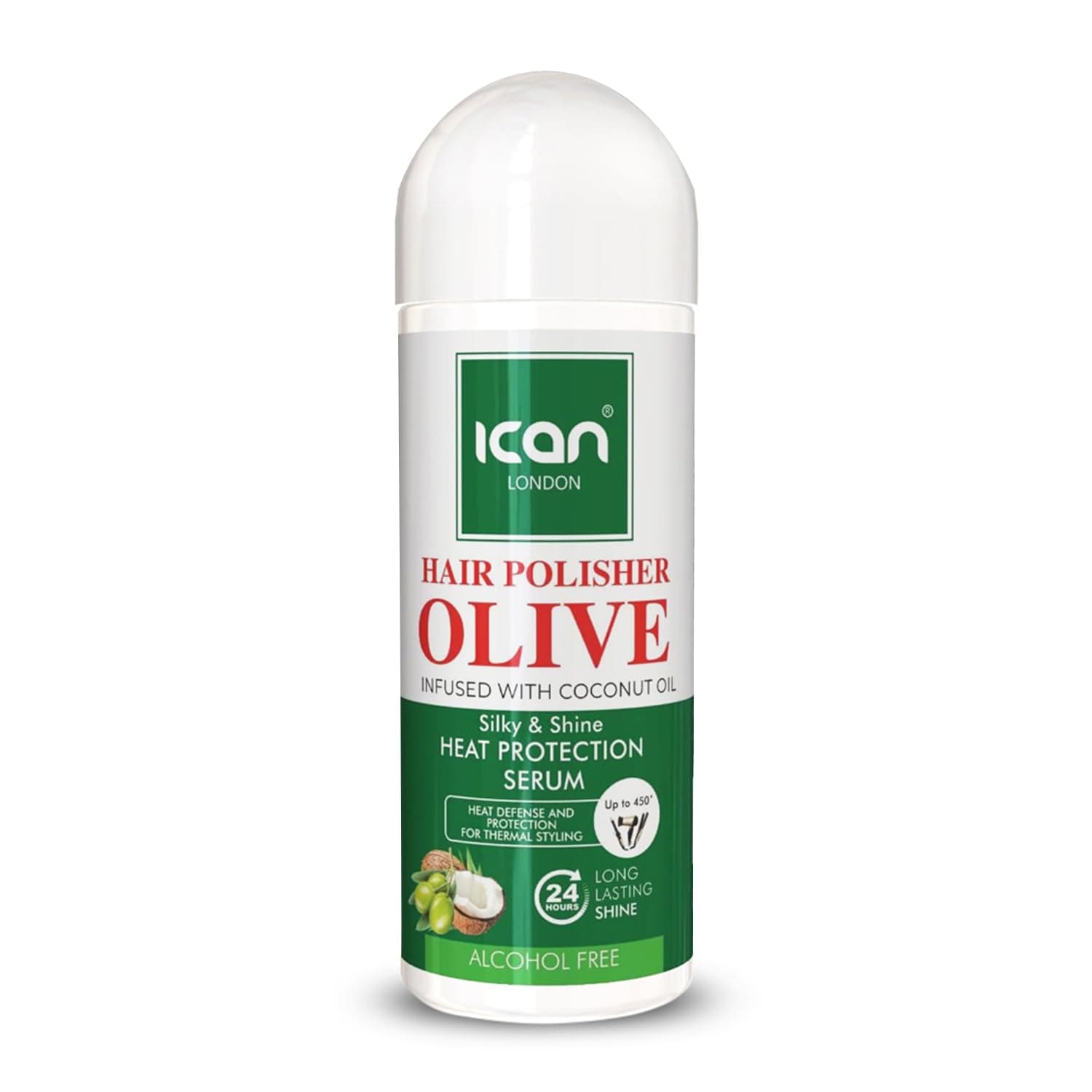 Hair Polisher Olive Oil Infused With Coconut Oil Heat Protection Serum Alcohol Free 207ml
