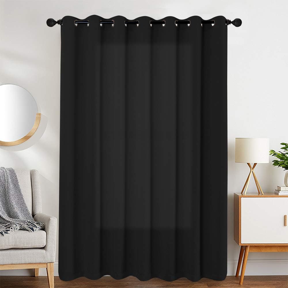 Vangao Blackout Curtains Black Room Divider 100W x 84L Extra Wide Curtains for Sliding Door Room Darkening Curtains for Living Room Bedroom Patio Doorway Closet 1 Panel