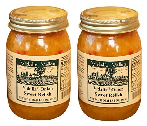 Vidalia Valley Onion Sweet Relish with Diced Red Pepper, 17 Oz (Pack of 2) Fat FREE, ALL Natural, NO Preservative,
