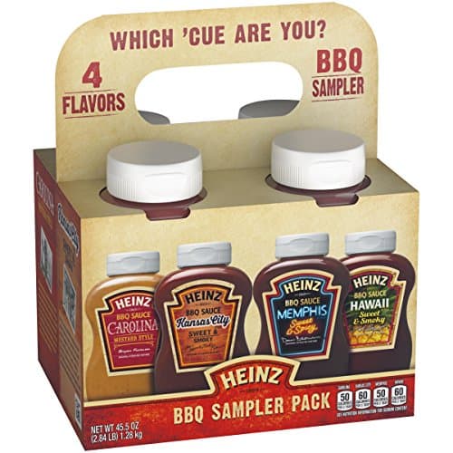 Heinz BBQ Sampler Pack Carolina Mustard Style, Kansas City Sweet & Honey, Memphis Sweet & Spicy, Hawaii Sweet & Smoky