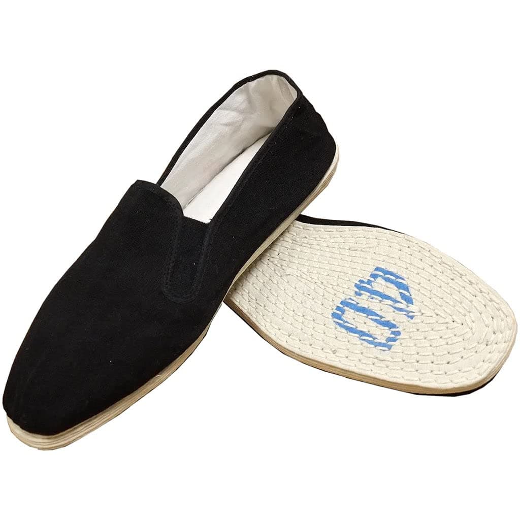 M.A.R International Kung Fu Shoes White Cotton Sole Slippers Martial Arts Gear Wu Shu Wing Chun Tai Chi Black Size
