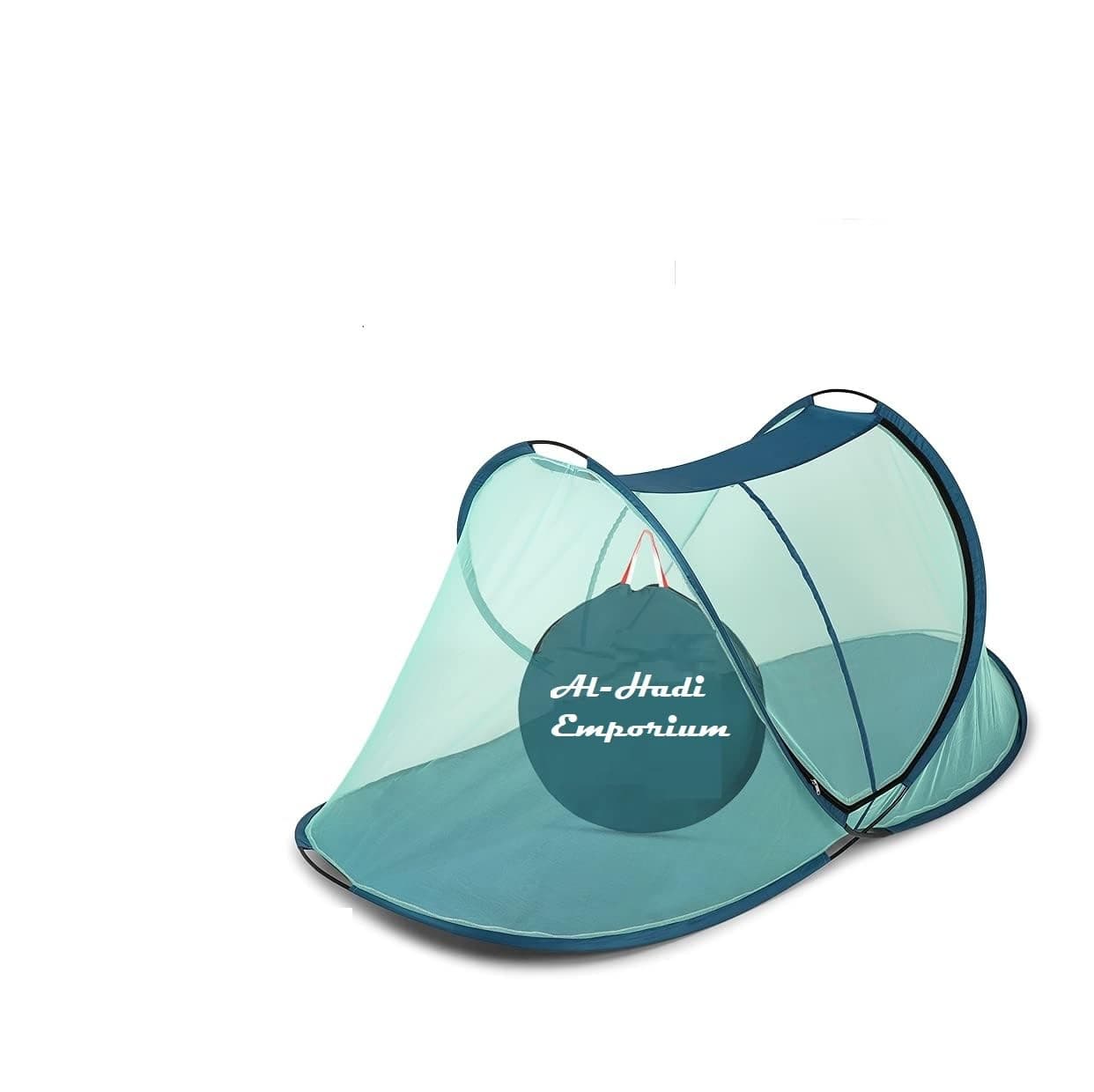 AL HADI Polyester Adult 7 X 4 x 3.5 feet Single Bed Foldable Mosquito net with Base for Adults || 30 GSM Mosquito net for Home|| Machardani for Single Bed with Base(Green)