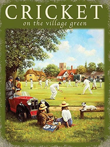 Cricket on the village green advertising sign 30x40cm metal wall plaque