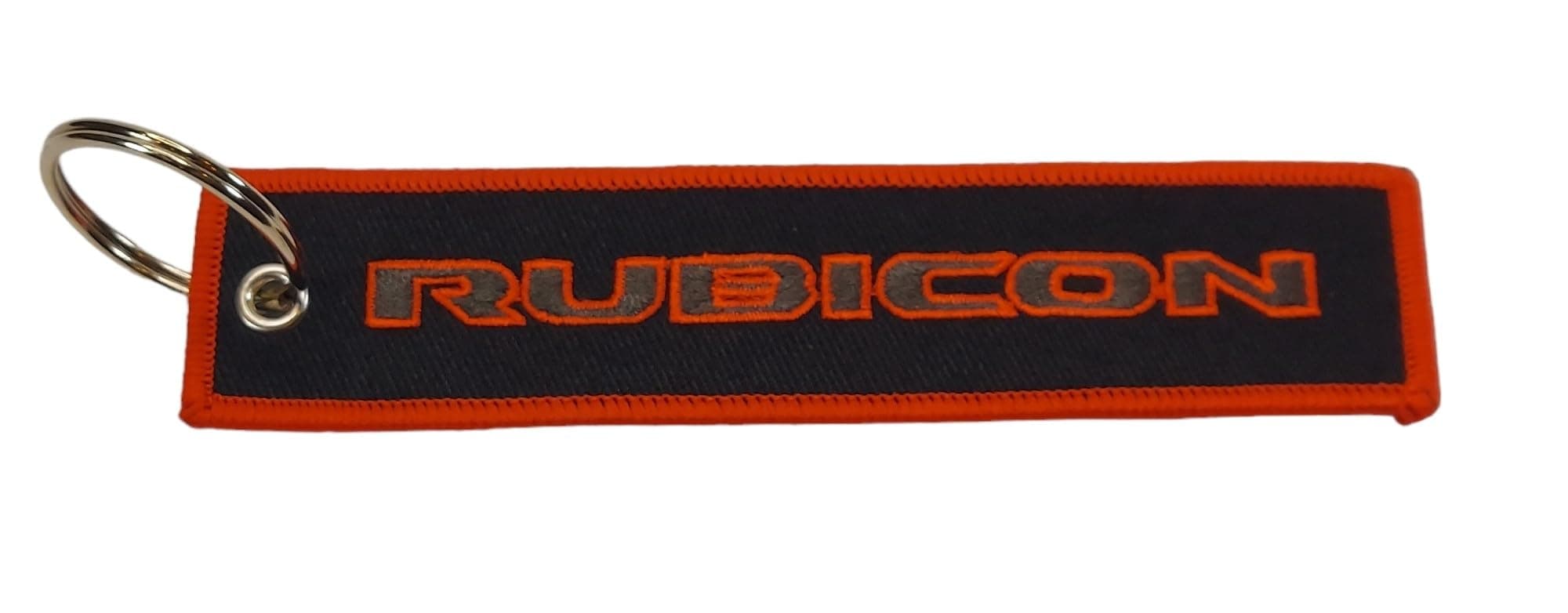 Jeep Rubicon Logo Twill embroidered Keychain 5" x 1" logos front and back