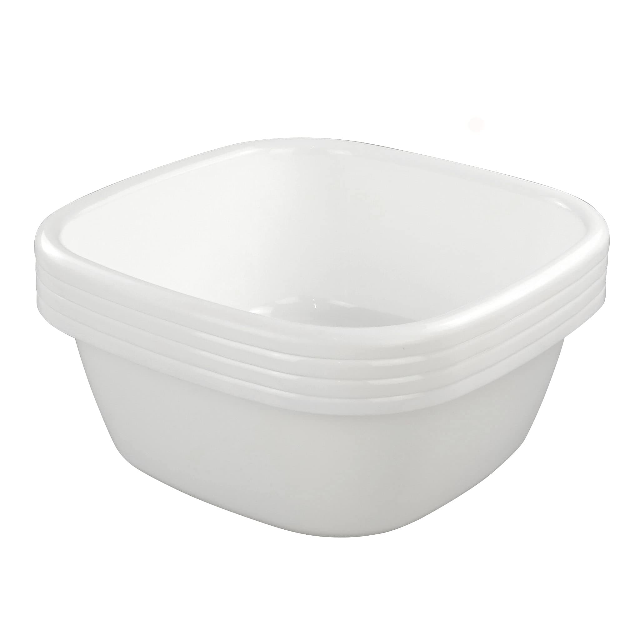 4-Pack 12 Quart Plastic Dishpan/Wash Basin, White