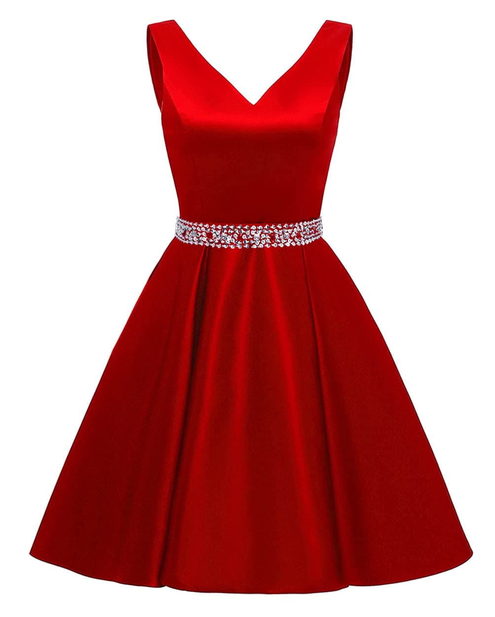 yinyyinhsV Neck Beaded Homecoming Dresses for Teens 2023 Short Satin Prom Formal Gowns with Pockets Mini Cocktail Dress