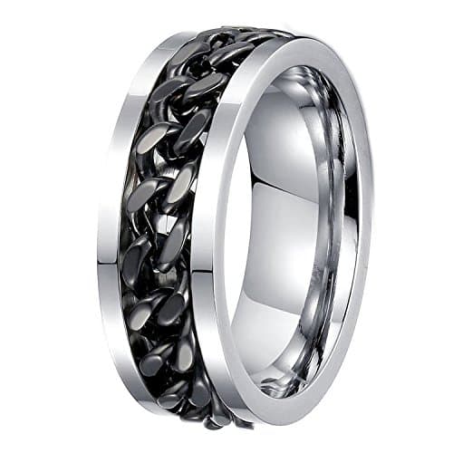 Joybeauti Mens 5mm Stainless Steel Spinner Chain Shaped Ring Engagement Wedding Band Chain Ring, Size 5-10