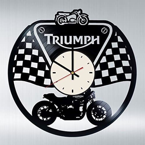 Motorcycle Triumph Vinyl Record Wall Clock Artwork Gift idea for Birthday, Christmas, Women, Men, Friends, Girlfriend Boyfriend and Teens - Living Kids Room Nursery