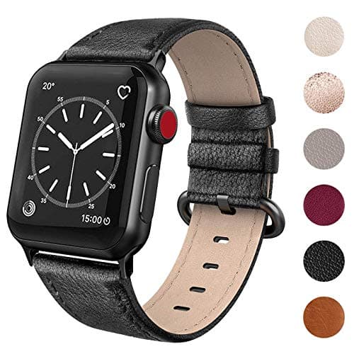 SWEES Leather Band Compatible for iWatch 38mm 40mm, Genuine Leather Replacement Strap Rose Gold Buckle Compatible iWatch Series 5 4 3 2 1, Sports & Edition Women Rose Gold, Brown, Black