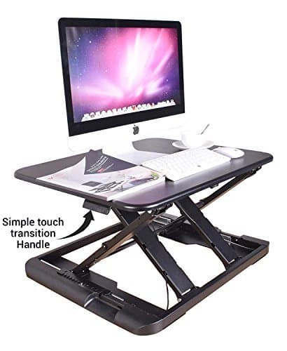 Zeal Desk Eco 27 inch Manual Height Adjustable Converter and Lock Mechanism Desk | Sit to Stand Up Tabletop Riser for Laptop - Black